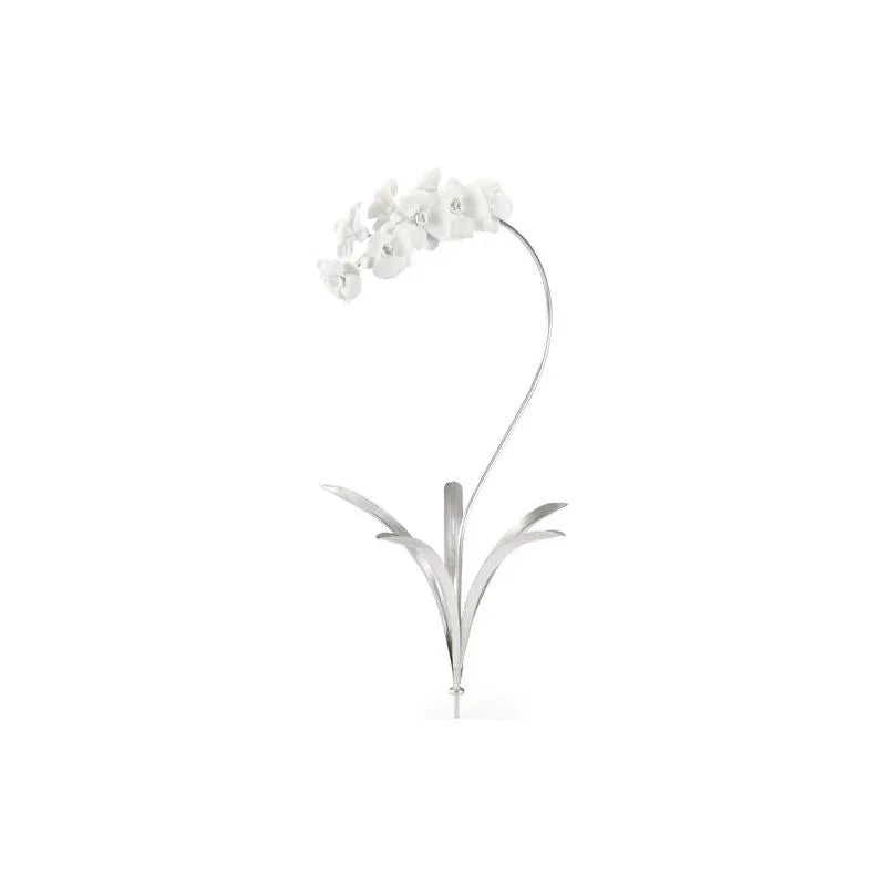 Orchid Stem Silver Flower Sculpture - LOOMLAN - Chelsea House - Statues & Sculptures
