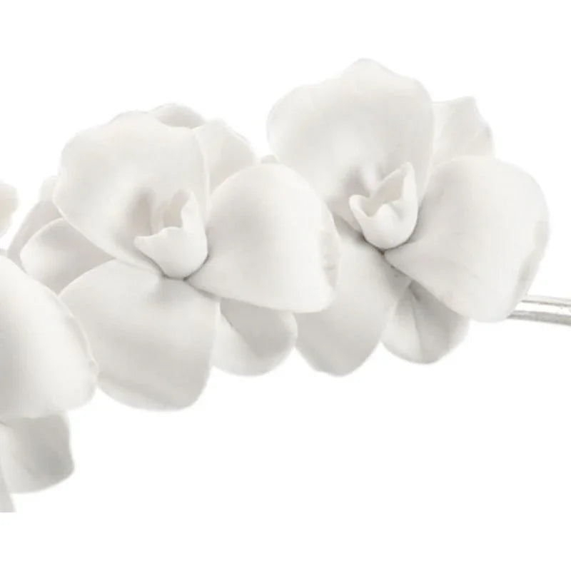 Orchid Stem Silver Flower Sculpture - LOOMLAN - Chelsea House - Statues & Sculptures