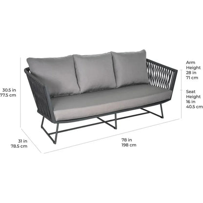 Orion 3 Seat Sofa - Dark Pebble Outdoor - LOOMLAN - Seasonal Living - Outdoor Sofas & Loveseats