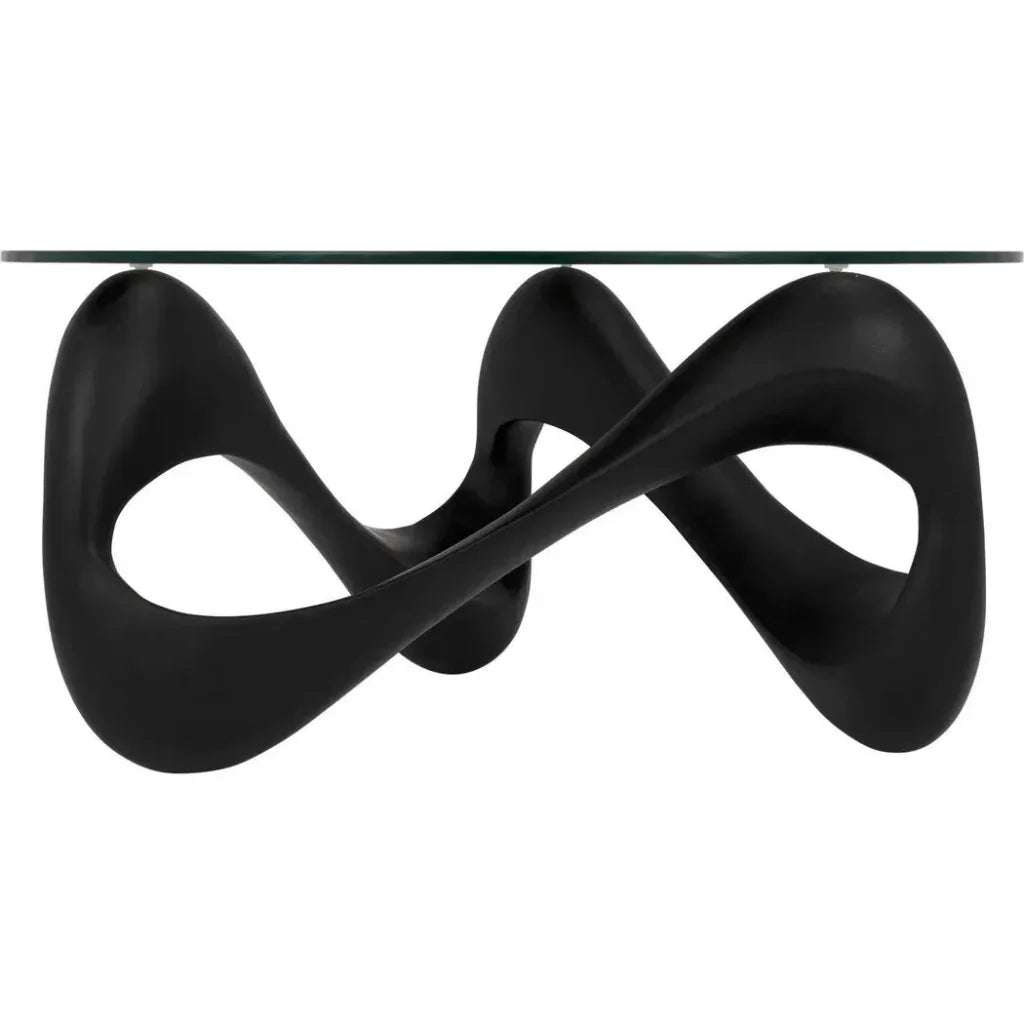 Orion Coffee Table, Black Resin Cement Glass - LOOMLAN - Noir - Coffee Tables