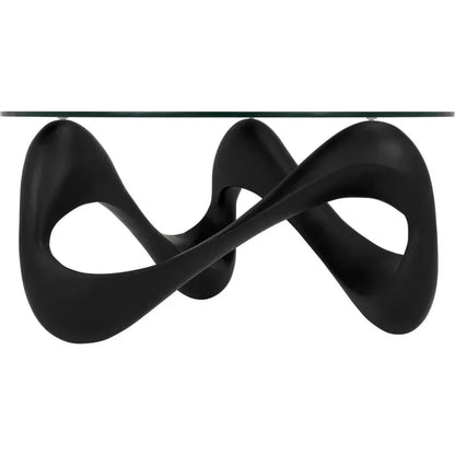 Orion Coffee Table, Black Resin Cement Glass - LOOMLAN - Noir - Coffee Tables