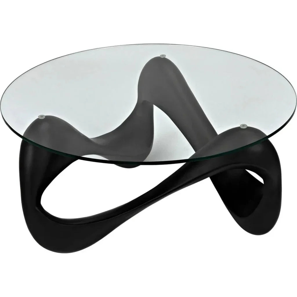 Orion Coffee Table, Black Resin Cement Glass - LOOMLAN - Noir - Coffee Tables