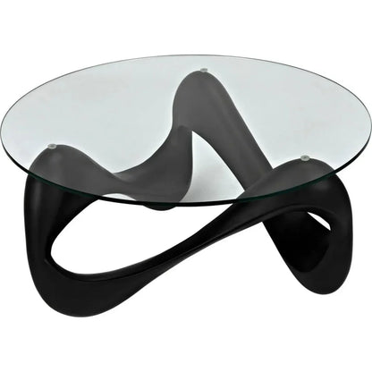 Orion Coffee Table, Black Resin Cement Glass - LOOMLAN - Noir - Coffee Tables