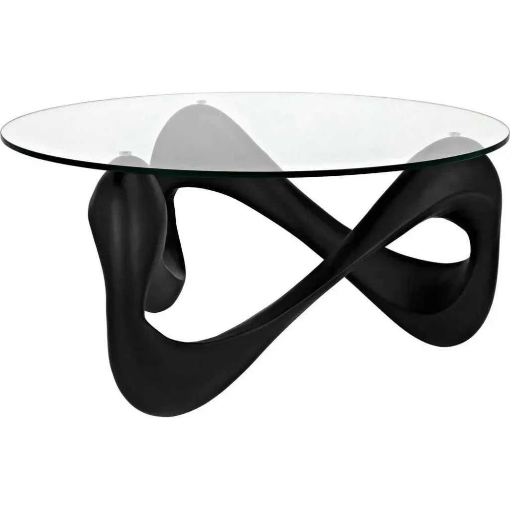 Orion Coffee Table, Black Resin Cement Glass - LOOMLAN - Noir - Coffee Tables