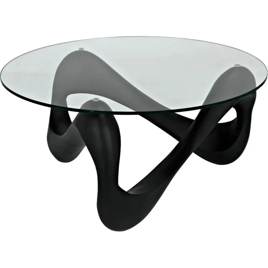 Orion Coffee Table, Black Resin Cement Glass - LOOMLAN - Noir - Coffee Tables