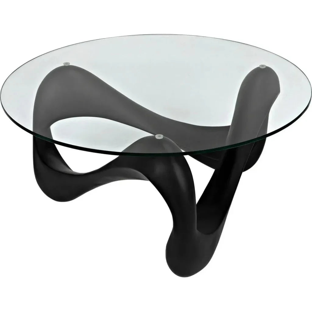 Orion Coffee Table, Black Resin Cement Glass - LOOMLAN - Noir - Coffee Tables