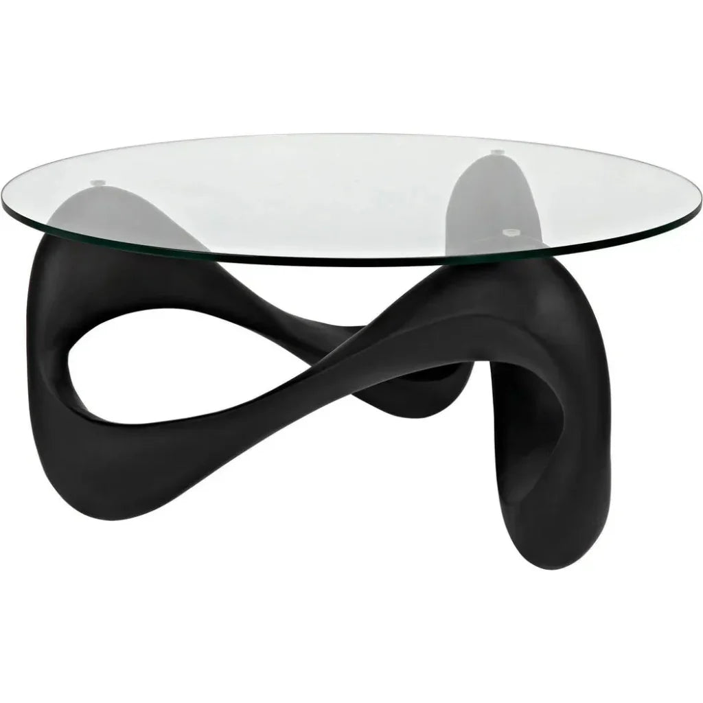 Orion Coffee Table, Black Resin Cement Glass - LOOMLAN - Noir - Coffee Tables