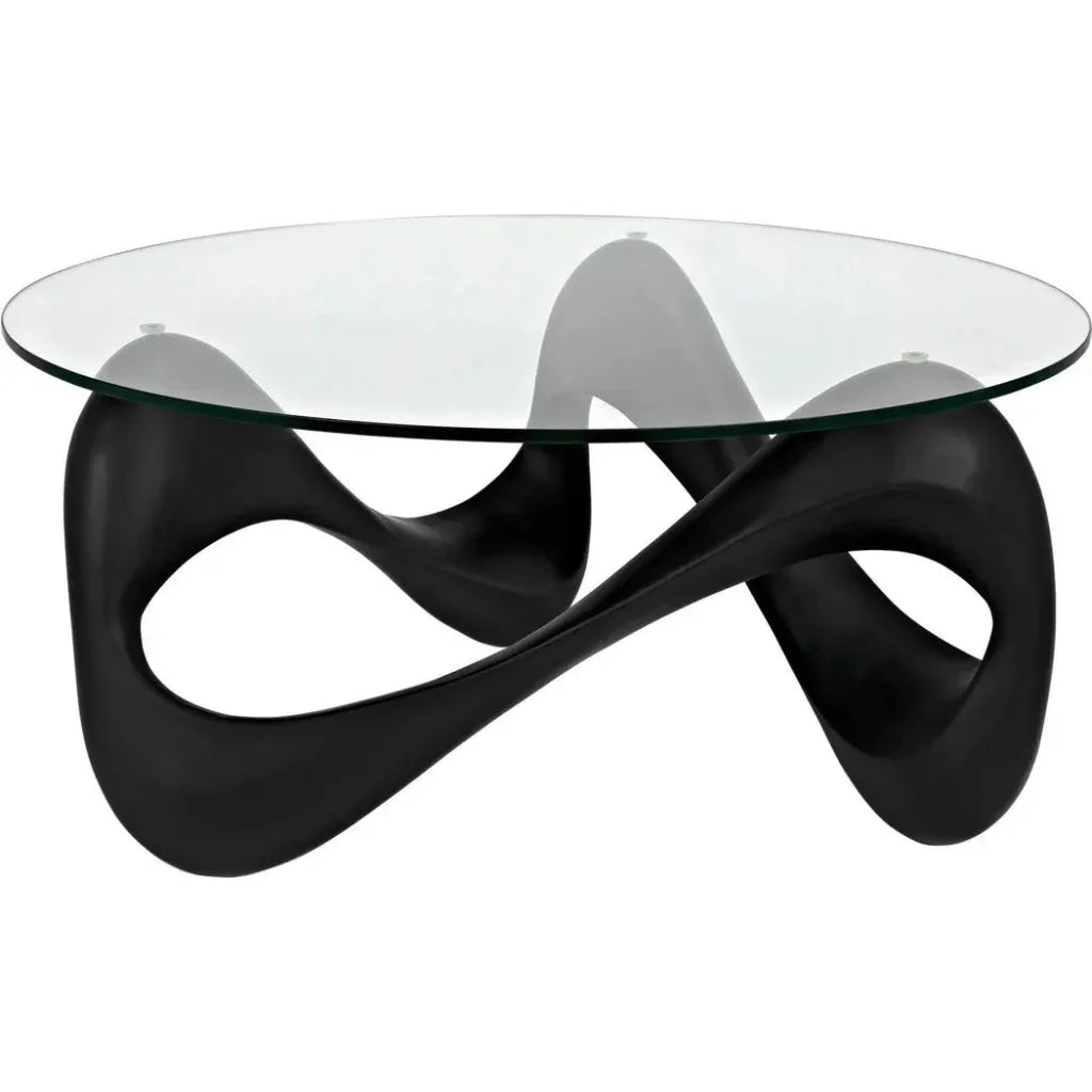 Orion Coffee Table, Black Resin Cement Glass - LOOMLAN - Noir - Coffee Tables