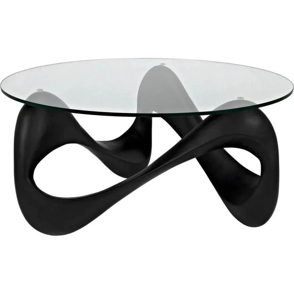 Orion Coffee Table, Black Resin Cement Glass - LOOMLAN - Noir - Coffee Tables