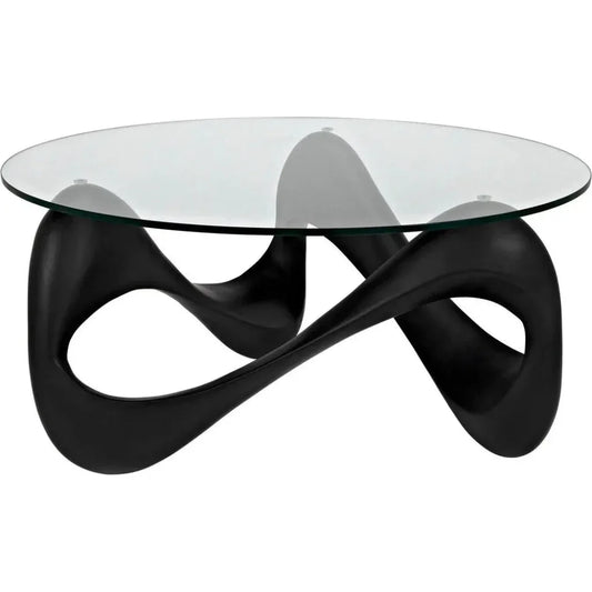 Orion Coffee Table, Black Resin Cement Glass - LOOMLAN - Noir - Coffee Tables