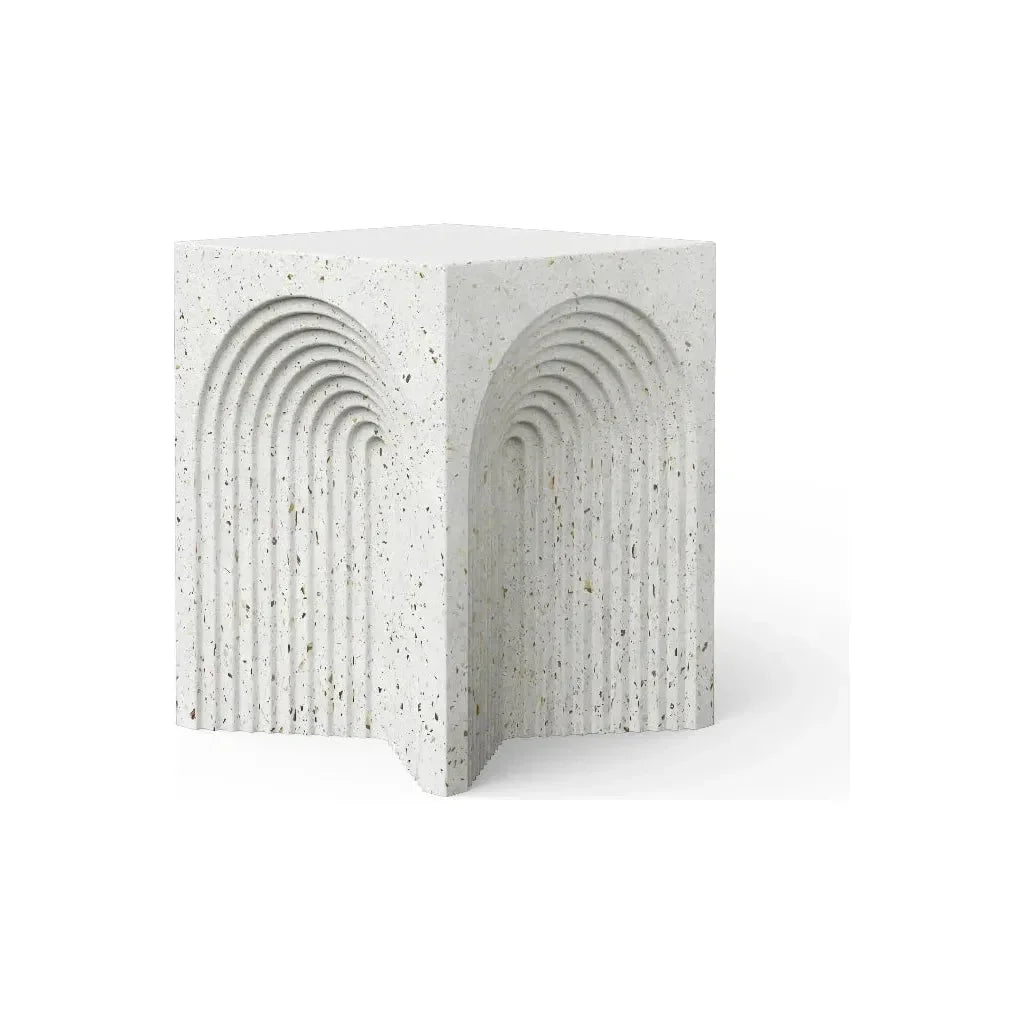 Orion Concrete Made Outdoor Stool-Garden Stools-Urbia-Ivory Terrazzo-LOOMLAN