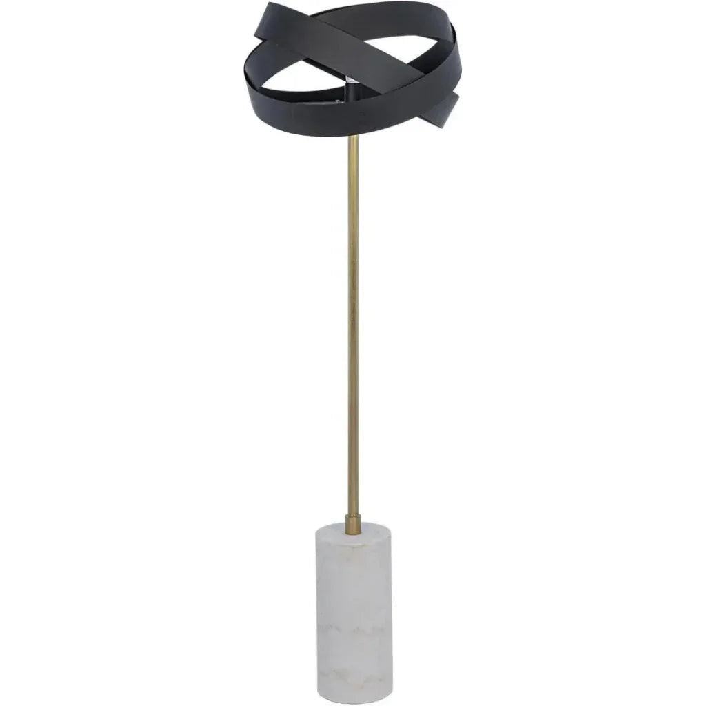 Orion Steel and White Marble Floor Lamp-Floor Lamps-Noir-LOOMLAN