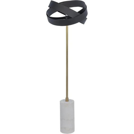 Orion Steel and White Marble Floor Lamp-Floor Lamps-Noir-LOOMLAN