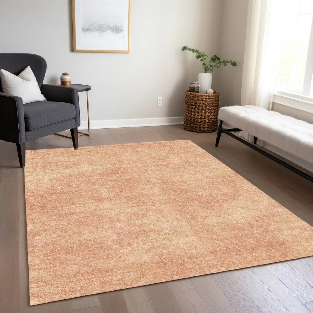 Orlena Peach Washable Indoor-Outdoor Rug-Outdoor Rugs-LOOMLAN Rugs-LOOMLAN