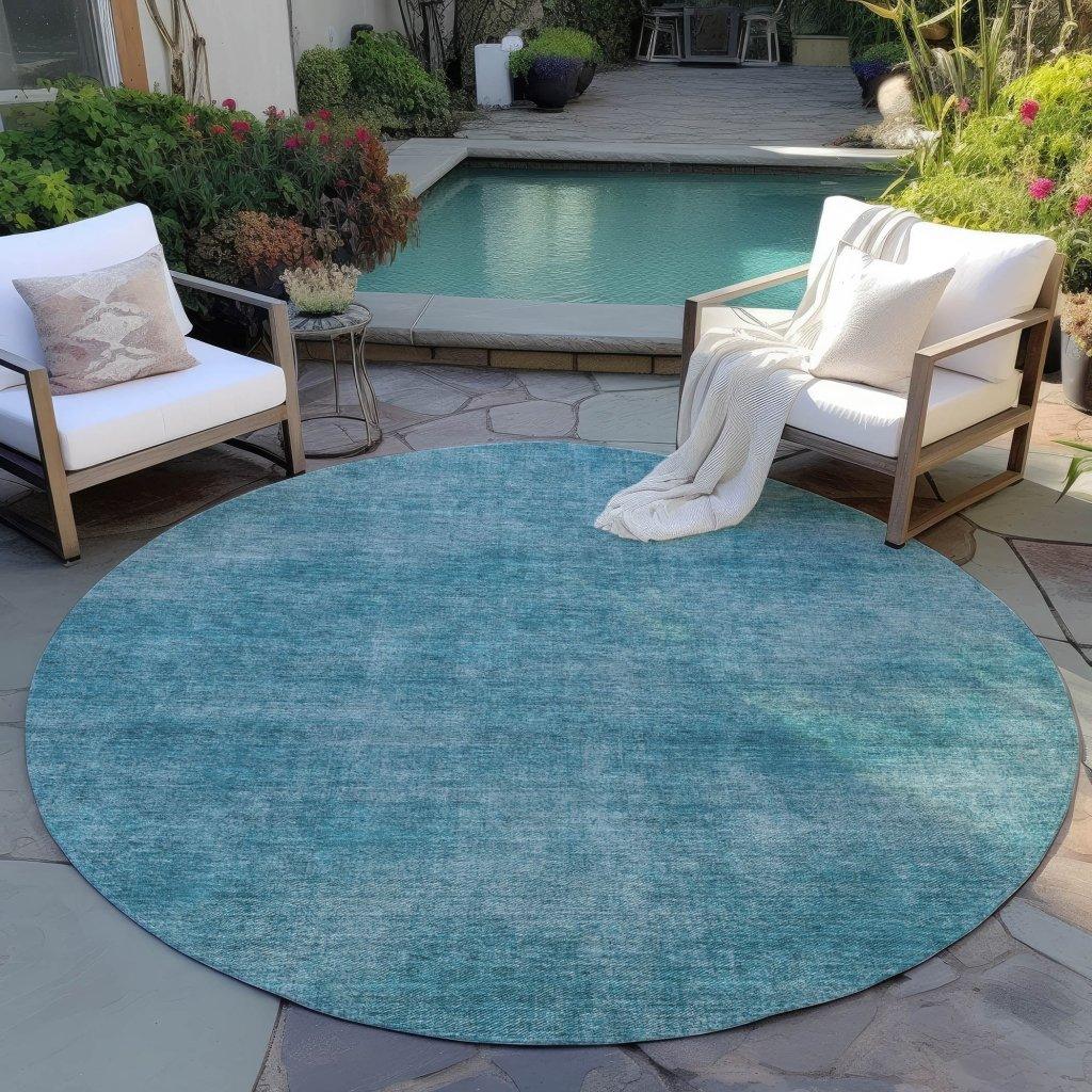Orlena Teal Washable Indoor-Outdoor Rug-Outdoor Rugs-LOOMLAN Rugs-LOOMLAN