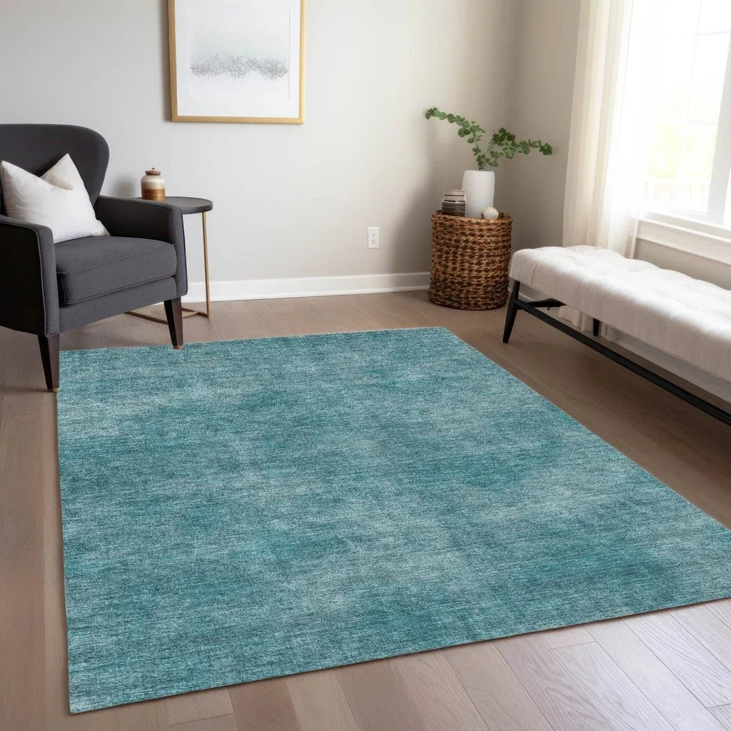 Orlena Teal Washable Indoor-Outdoor Rug-Outdoor Rugs-LOOMLAN Rugs-LOOMLAN