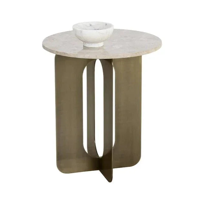 Orlo White Marble Topped Round End Table - LOOMLAN - SUNPAN - Side Tables