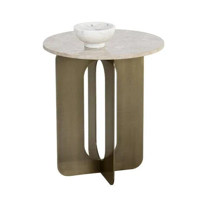 Orlo White Marble Topped Round End Table - LOOMLAN - SUNPAN - Side Tables