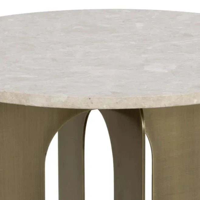 Orlo White Marble Topped Round End Table - LOOMLAN - SUNPAN - Side Tables