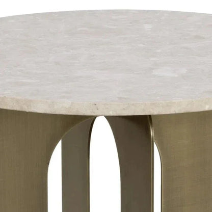 Orlo White Marble Topped Round End Table - LOOMLAN - SUNPAN - Side Tables