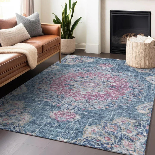 Ornella Blue Washable Indoor - Outdoor Rug - LOOMLAN - LOOMLAN Rugs - Outdoor Rugs