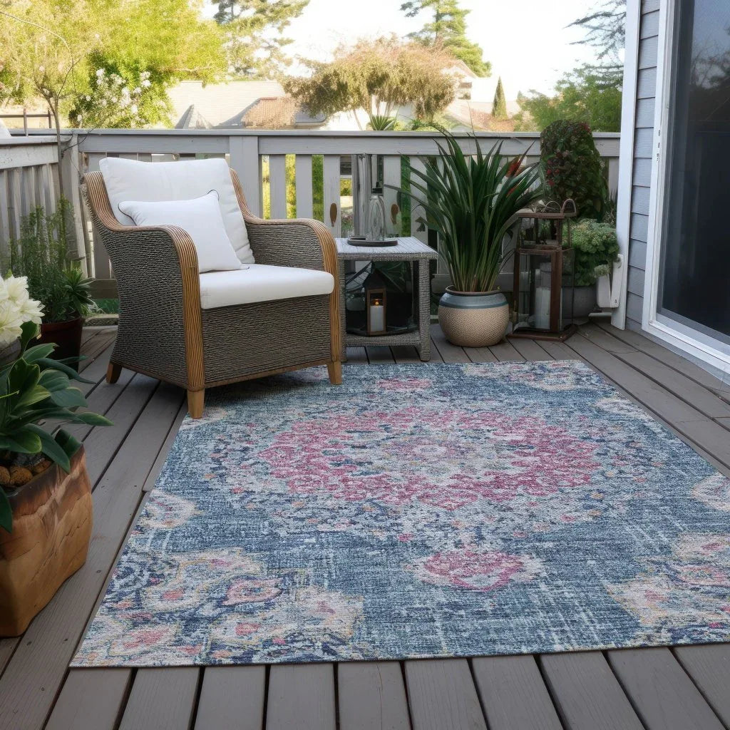 Ornella Blue Washable Indoor - Outdoor Rug - LOOMLAN - LOOMLAN Rugs - Outdoor Rugs