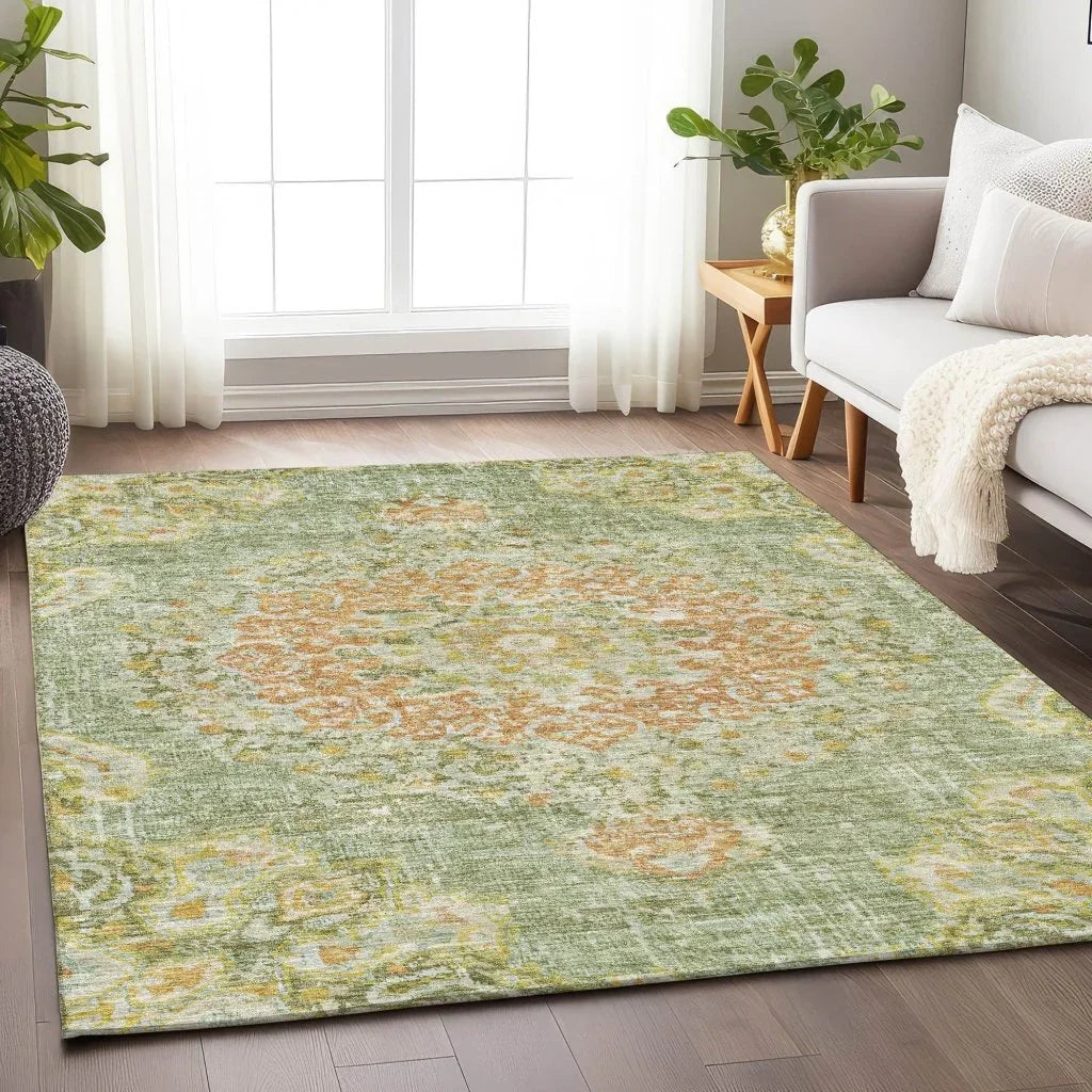 Ornella Green Washable Indoor - Outdoor Rug - LOOMLAN - LOOMLAN Rugs - Outdoor Rugs