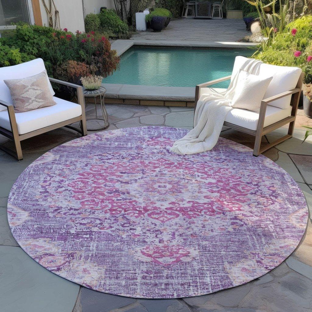 Ornella Purple Washable Indoor - Outdoor Rug - LOOMLAN - LOOMLAN Rugs - Outdoor Rugs