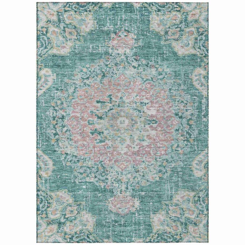 Ornella Teal Washable Indoor - Outdoor Rug - LOOMLAN - LOOMLAN Rugs - Outdoor Rugs