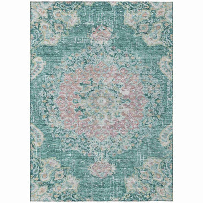 Ornella Teal Washable Indoor - Outdoor Rug - LOOMLAN - LOOMLAN Rugs - Outdoor Rugs