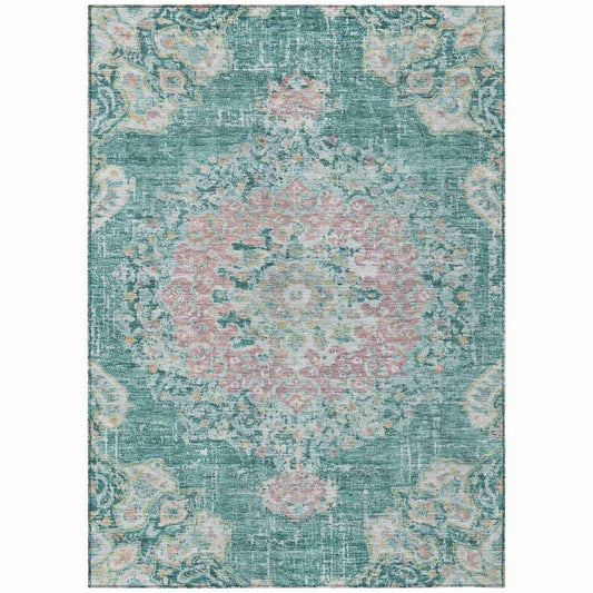 Ornella Teal Washable Indoor - Outdoor Rug - LOOMLAN - LOOMLAN Rugs - Outdoor Rugs