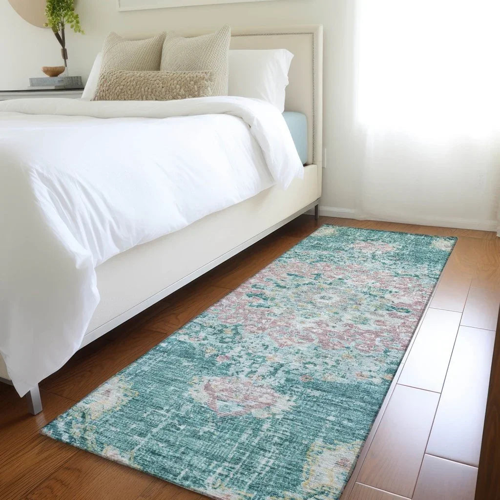 Ornella Teal Washable Indoor - Outdoor Rug - LOOMLAN - LOOMLAN Rugs - Outdoor Rugs