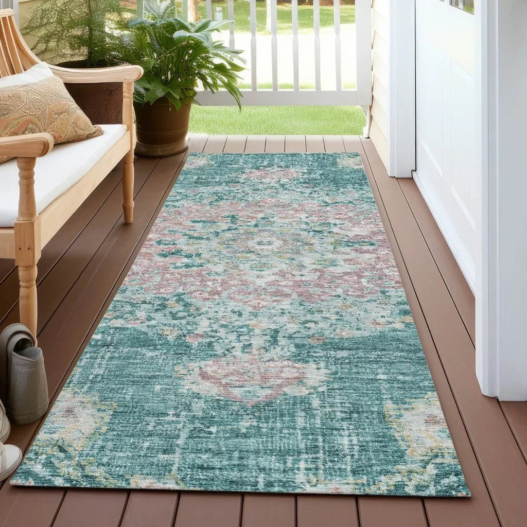 Ornella Teal Washable Indoor - Outdoor Rug - LOOMLAN - LOOMLAN Rugs - Outdoor Rugs