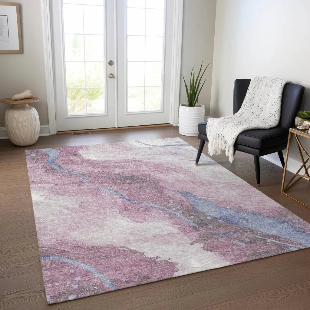 Ornitha Pink Washable Indoor - Outdoor Rug - LOOMLAN - LOOMLAN Rugs - Outdoor Rugs