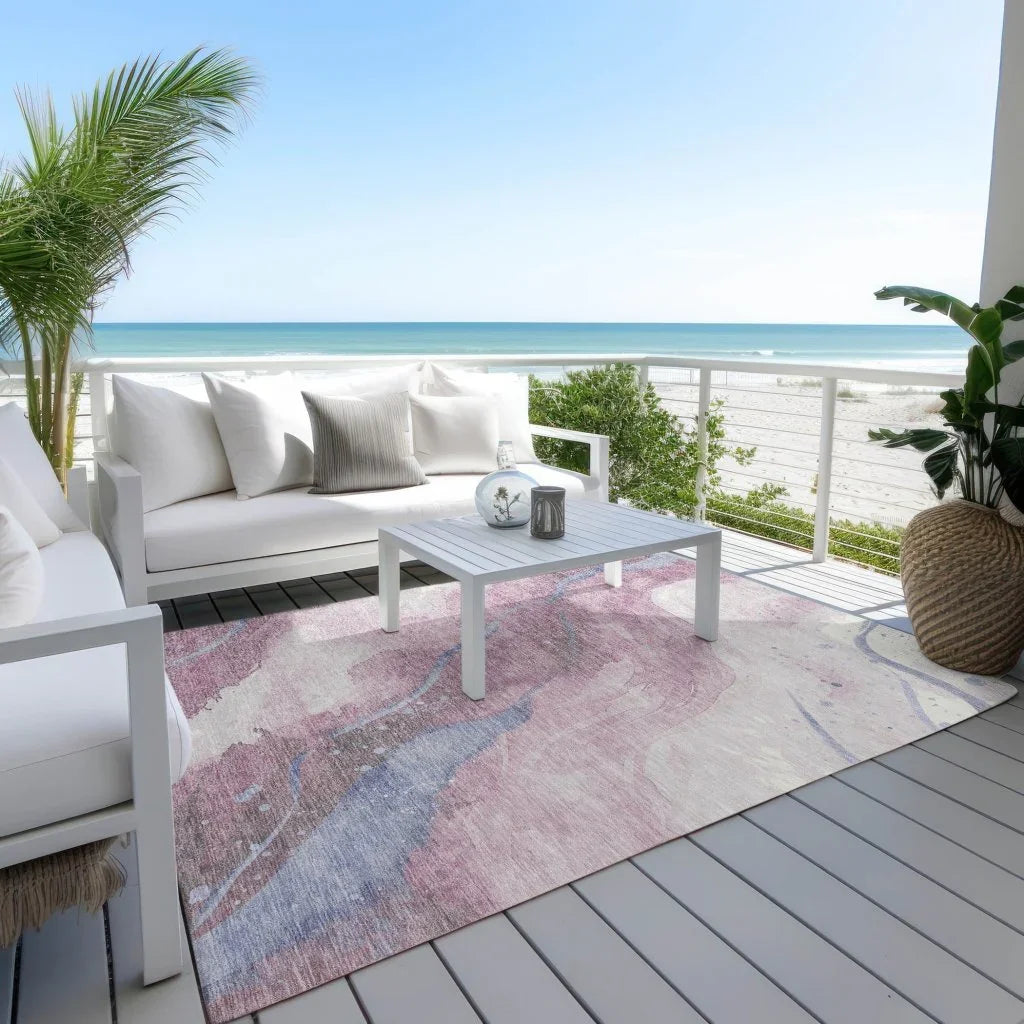 Ornitha Pink Washable Indoor - Outdoor Rug - LOOMLAN - LOOMLAN Rugs - Outdoor Rugs