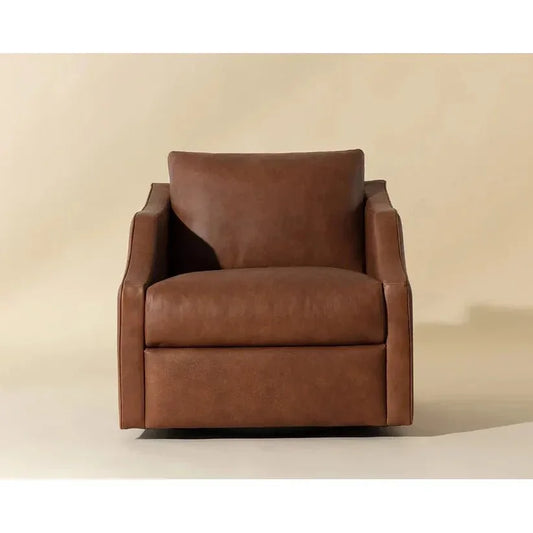 Orwell Leather Swivel Lounge Chair-Lounge Chairs-SUNPAN-LOOMLAN