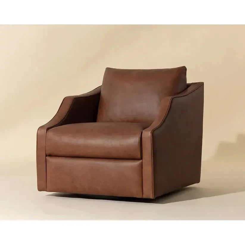Orwell Leather Swivel Lounge Chair-Lounge Chairs-SUNPAN-LOOMLAN