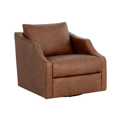 Orwell Leather Swivel Lounge Chair-Lounge Chairs-SUNPAN-LOOMLAN