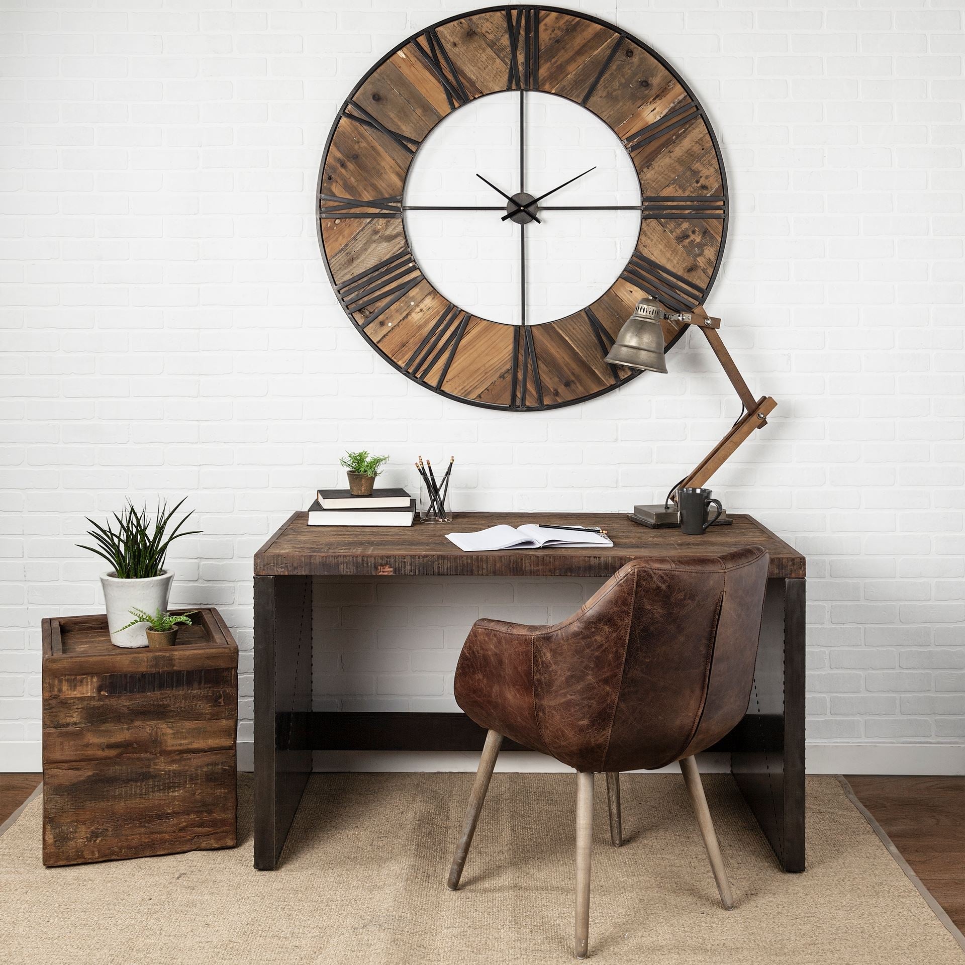 Orwell Wood Top Brown Office Desk-Home Office Desks-Mercana-LOOMLAN