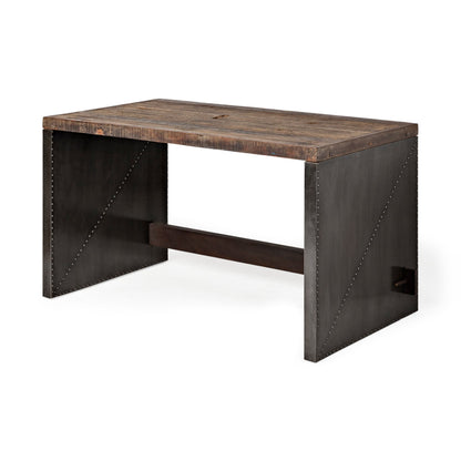 Orwell Wood Top Brown Office Desk-Home Office Desks-Mercana-LOOMLAN
