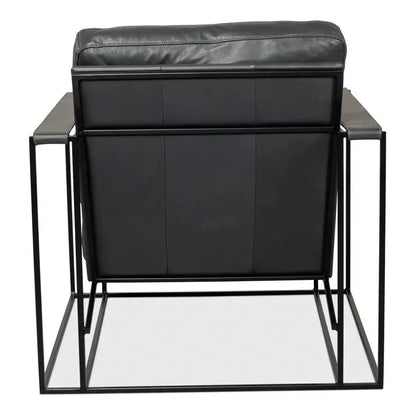 Oryan Black Leather Accent Chair Metal Frame - LOOMLAN - Sarreid - Accent Chairs