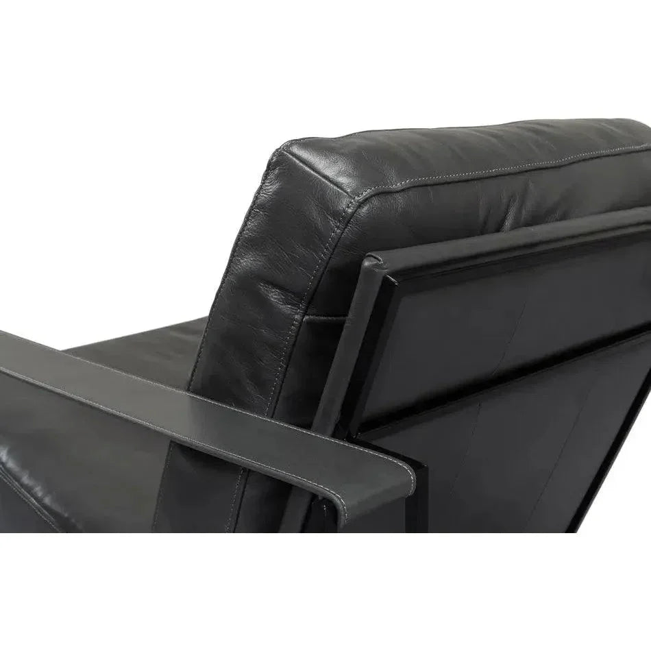 Oryan Black Leather Accent Chair Metal Frame - LOOMLAN - Sarreid - Accent Chairs