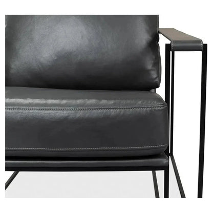 Oryan Black Leather Accent Chair Metal Frame - LOOMLAN - Sarreid - Accent Chairs