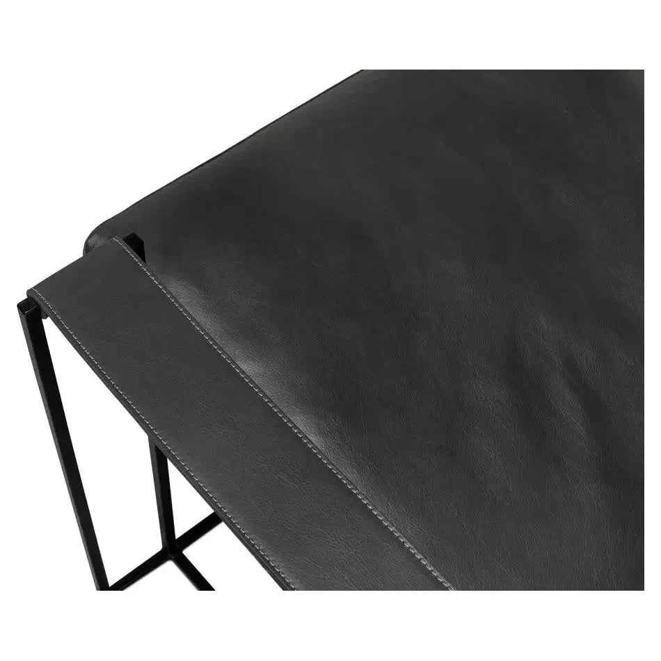 Oryan Black Leather Accent Chair Metal Frame - LOOMLAN - Sarreid - Accent Chairs