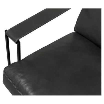 Oryan Black Leather Accent Chair Metal Frame - LOOMLAN - Sarreid - Accent Chairs