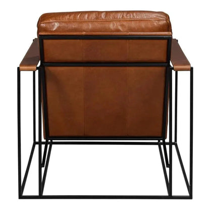Oryan Leather and Iron Brown Armchair - LOOMLAN - Sarreid - Accent Chairs