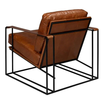 Oryan Leather and Iron Brown Armchair - LOOMLAN - Sarreid - Accent Chairs