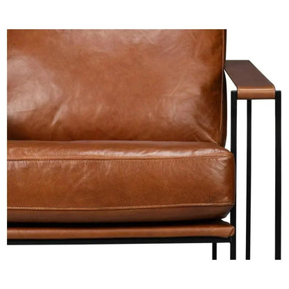 Oryan Leather and Iron Brown Armchair - LOOMLAN - Sarreid - Accent Chairs
