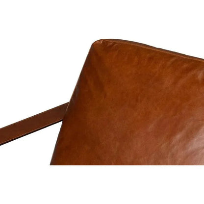 Oryan Leather and Iron Brown Armchair - LOOMLAN - Sarreid - Accent Chairs