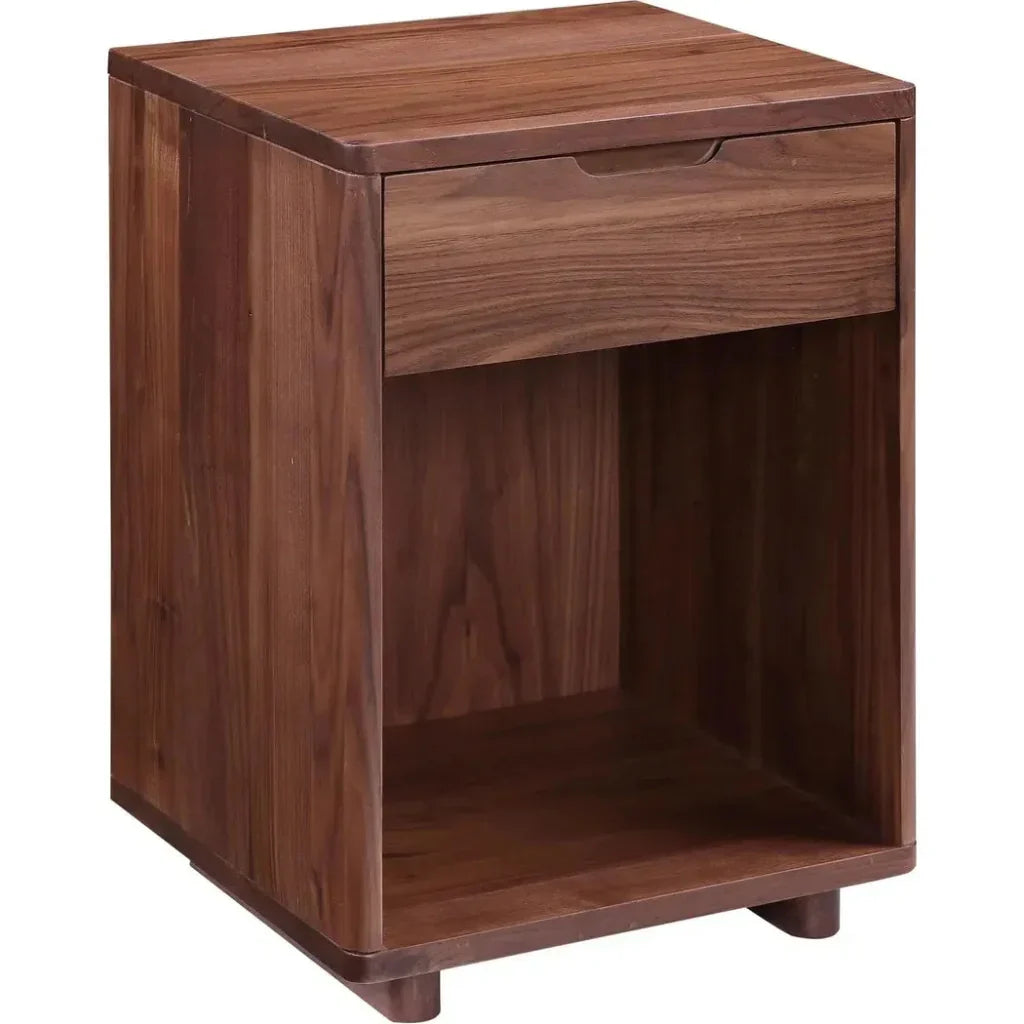 Osamu Solid Walnut Wood Brown Nightstand One Drawer - LOOMLAN - Moe's Home - Nightstands